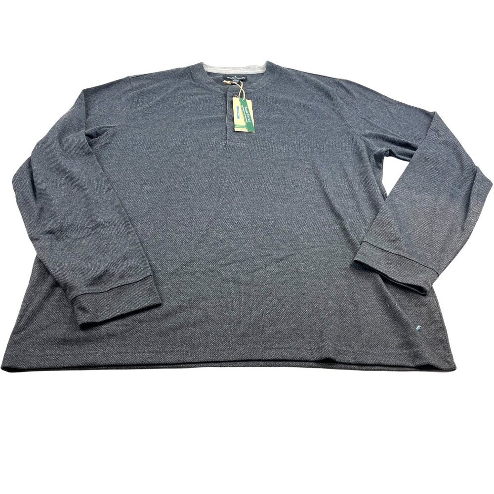 Tailor Vintage Men's Heathered Dark Gray Henley Shirt Sweater LS Sz XXL NWT